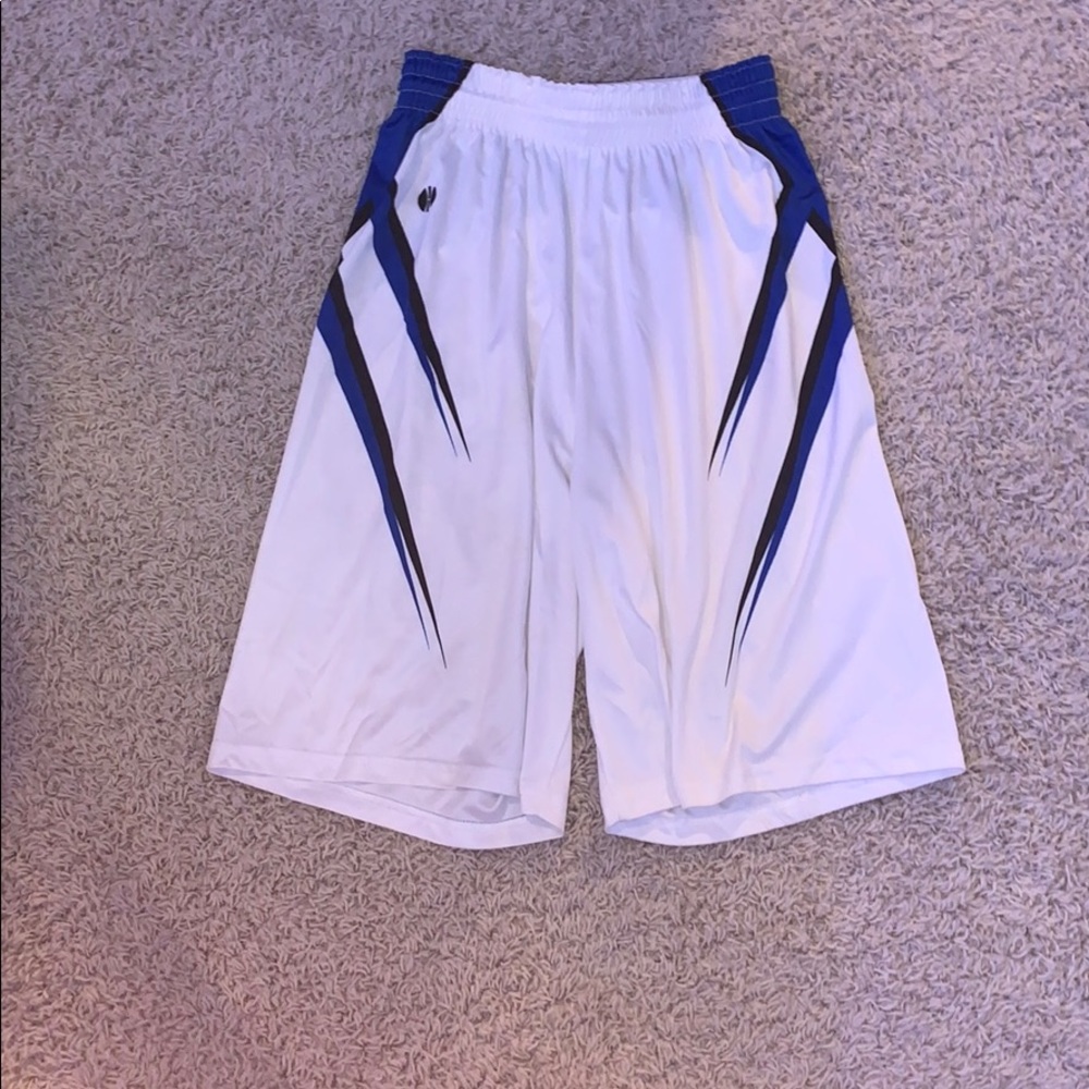 Boys large white and blue Basketball shorts